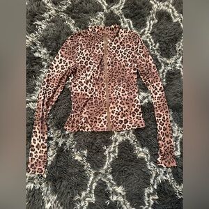 Leopard Print Zip Up Jacket